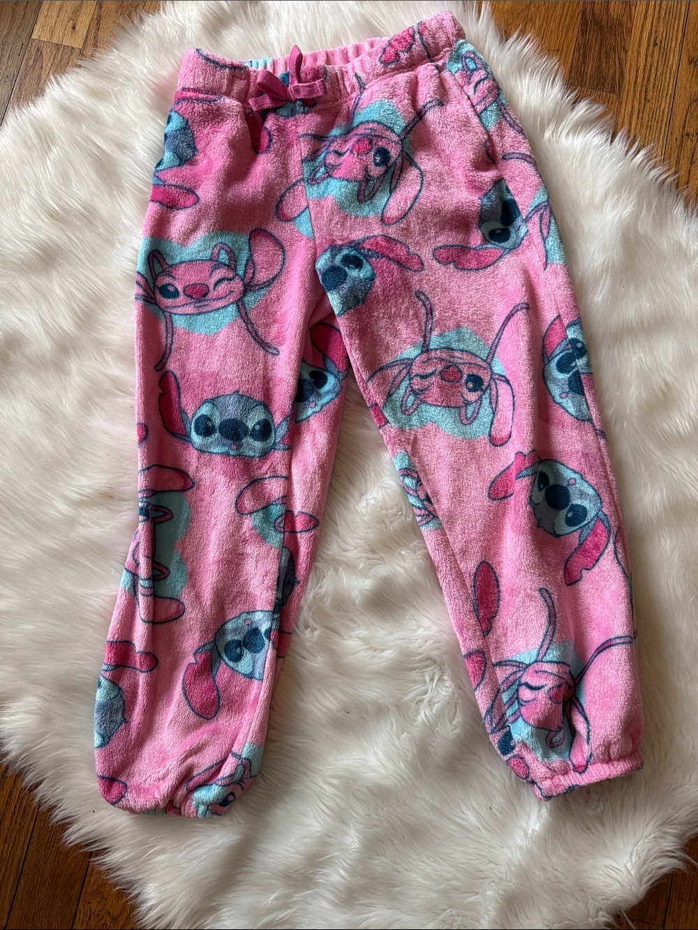 Disney Pink and Blue Stitch Fleece Pajama Bottoms